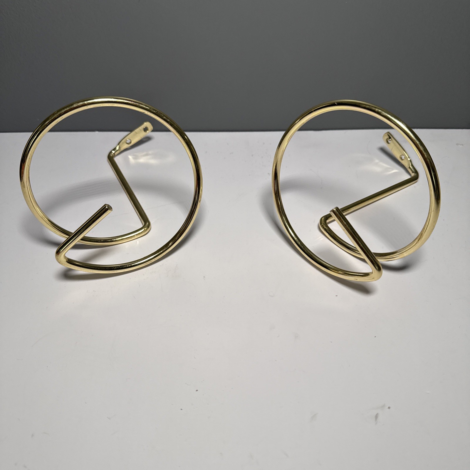 Vintage Mid Century Brass Swag Hooks – Set of 2 Spiral Wall Mount Tiebacks Gold