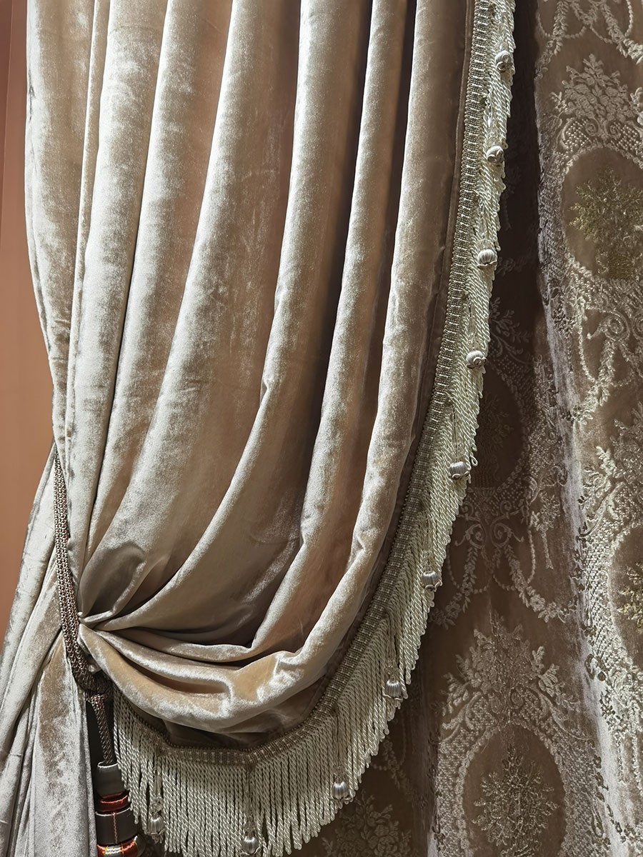 luxury European Embroidery valance window pink Velvet curtain tulle M1769