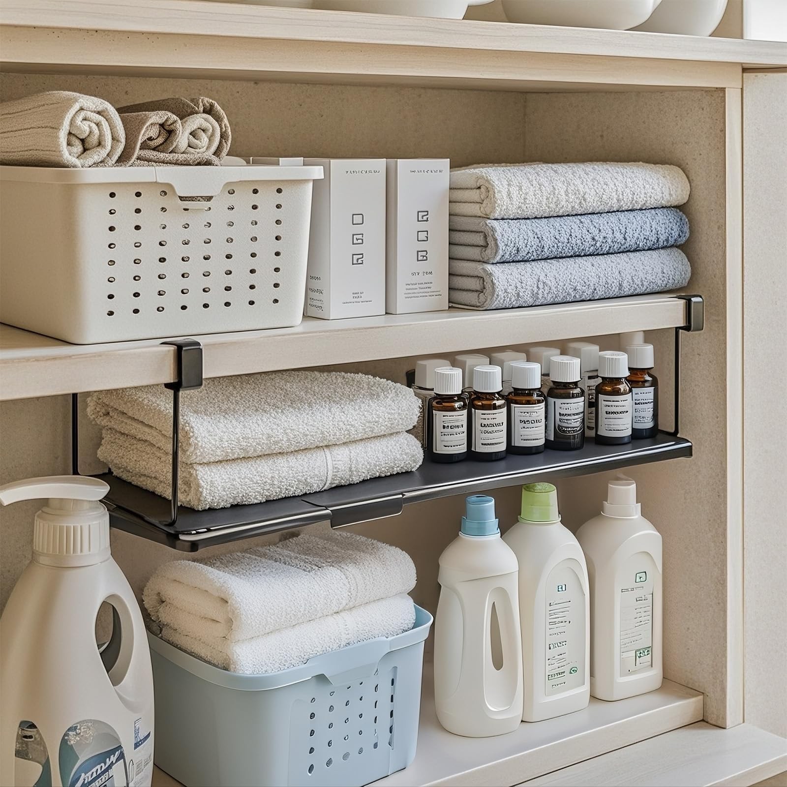 Expandable Hanging Under Shelf Storage Basket,Under Shelf Storage Basket Orga…