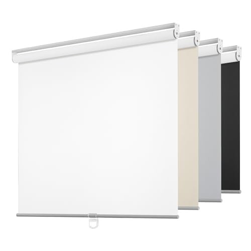 Cordless Free-Stop 100% Blackout Blinds for Windows, Roller 23″W x 72″H White