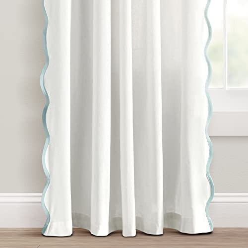Coastal Chic Scalloped Edge Light 52″W x 84″L (Pack of 2) Blue & White