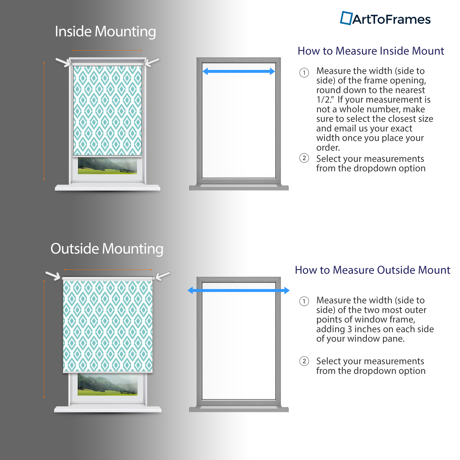 ArtToFrames Custom Window Shade – Blackout Ikat Grapefruit Design Reversed Roll