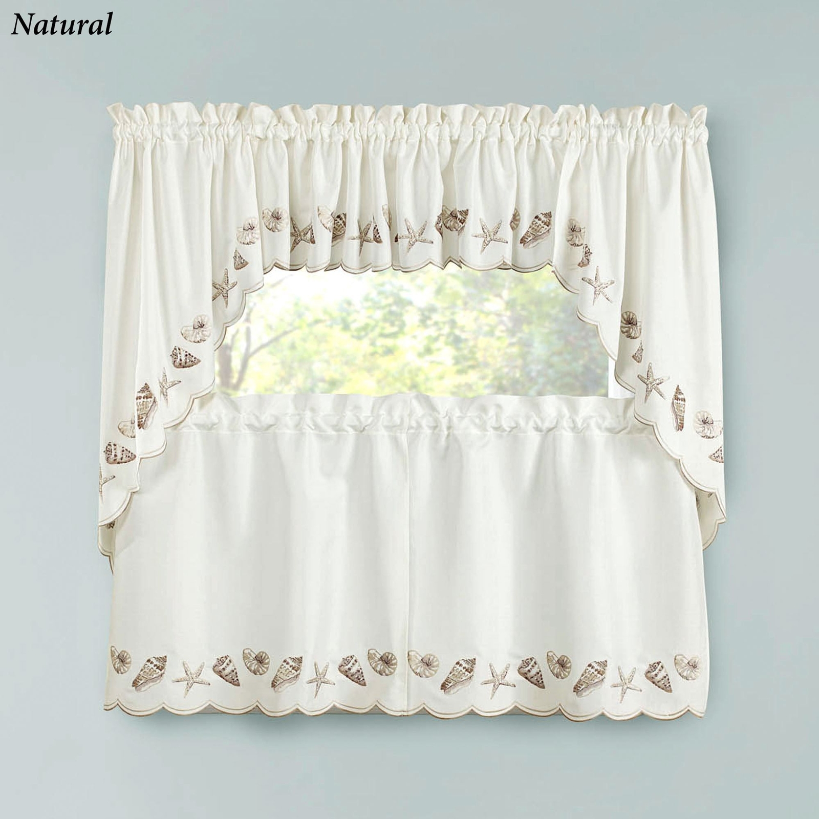 Edgewater Seashell Coastal Embroidered Window Treatments