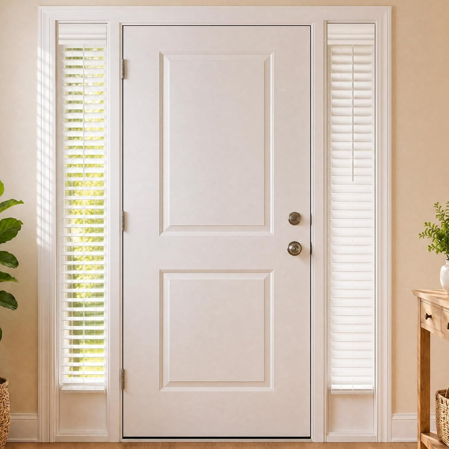 2 x Sidelight Venetian Blinds 50mm Fresh White Small Width Windows 30x210cm