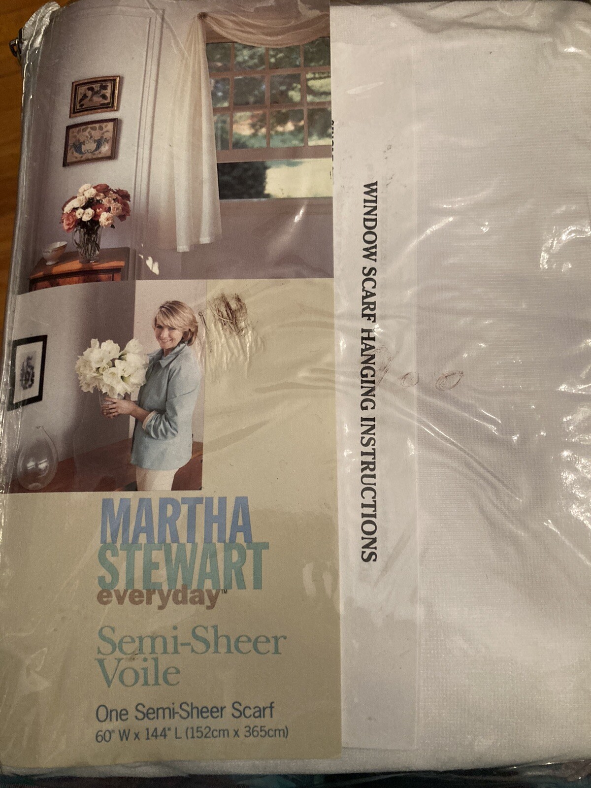 Martha Stewart New in bag Semi Sheet Voile White 1 Scarf 60 in x 144