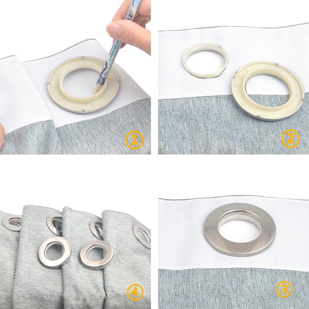 Curtain Grommets Surface 28 Pcs Stainless Steel Eyelet Rings Inner Layer ABS Pla