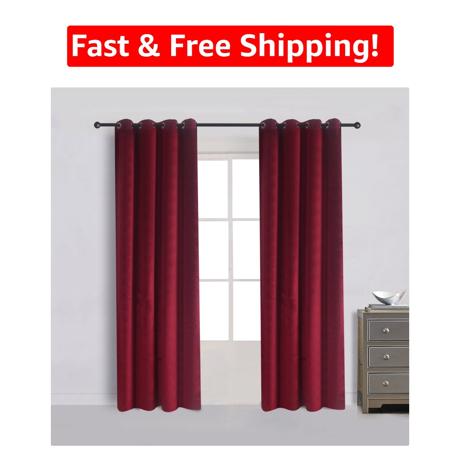 Luxury Velvet Blackout Curtain Panel Set – 52Wx72L, Ideal for Bedroom & Theater