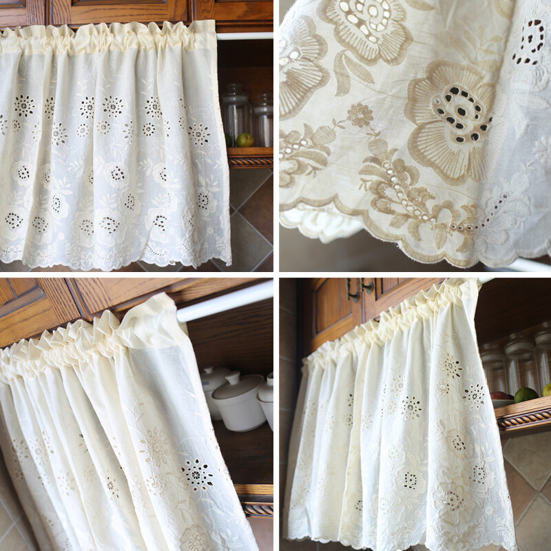 Cafe Kitchen Small Window Short Half Curtain Cabinet Door Dustproof Drape Modern