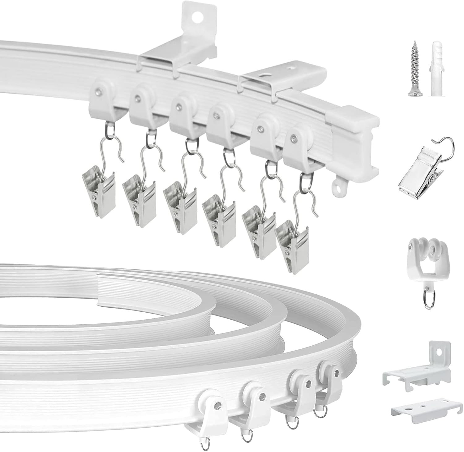 Ceiling Curtain Track, Flexible Bendable Curtain Rail System, 20Ft Wall Mount He