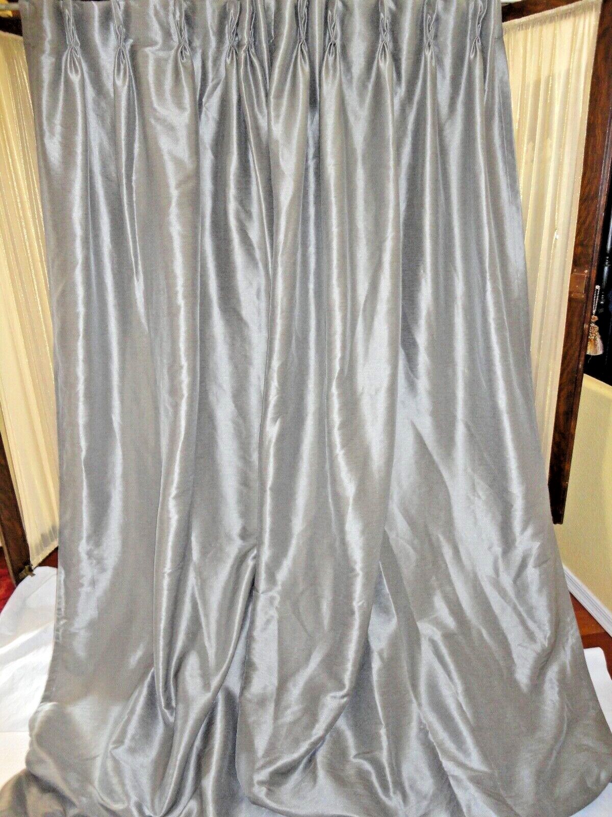 PERI GRAY SPELLBOUND TEXTURED (2) PINCH PLEATED PANELS WINDOW CURTAINS 32 X 106