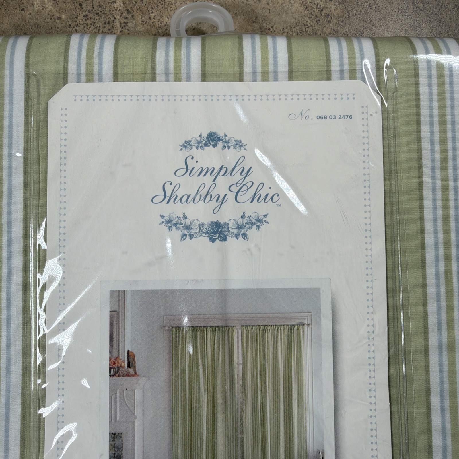 Simply Shabby Chic Window Panel GREEN Stripe Blue White 54×84 NEW