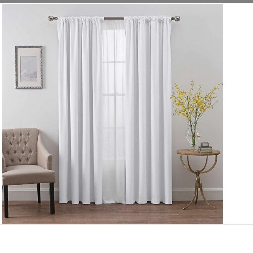 SmartBlock Chroma Back Tab Rod Pocket Curtain panel blackout white 74″