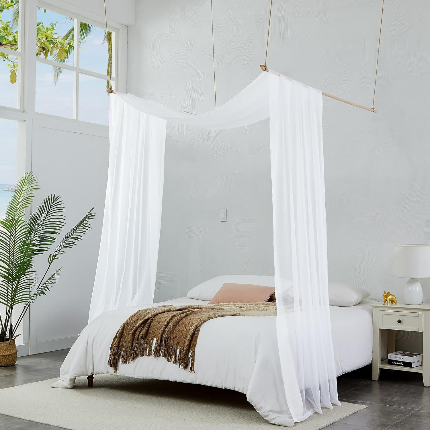 Extra Long White Sheer Window Scarf 45ft – Perfect for Canopy & Wedding Decor