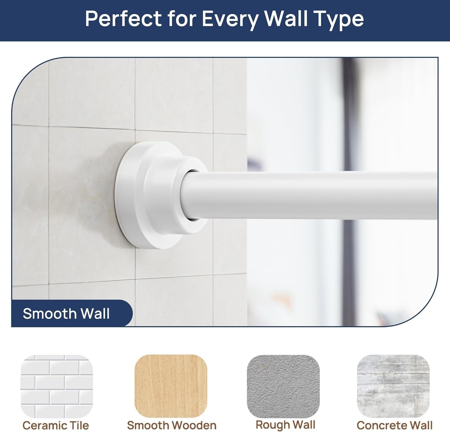 ENJOYBASICS Adjustable Spring Tension Curtain Rod 32 in to 66 in, 2 Pack, White