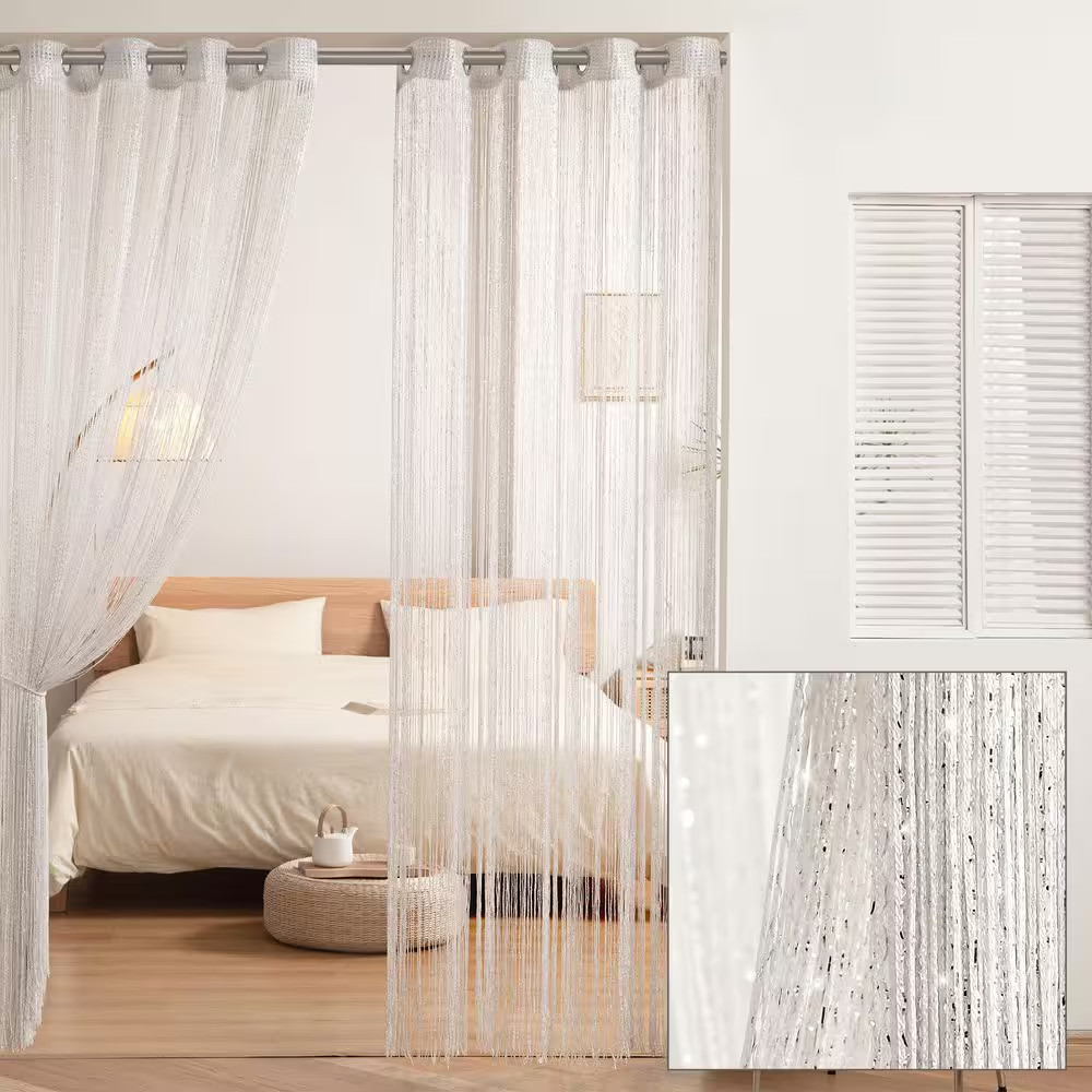 Night Sky String White Polyester 52 In. W X 84 In. L Grommet Room Divider/Doorwa