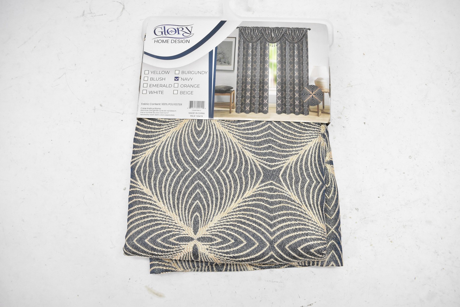 Glory Home Design Curtain Panel Made To Measure 54×84 Navy Geometric Polyester
