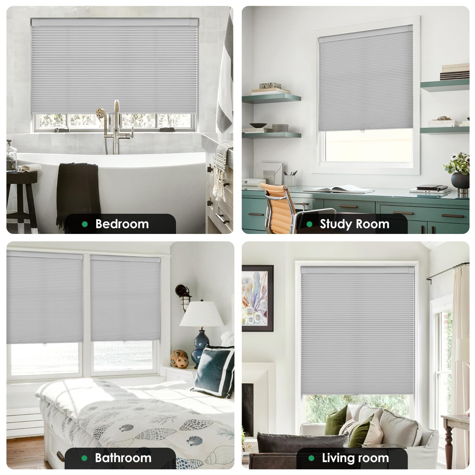 LazBlinds No Drill Cordless Cellular Shades 23×64 Grey Light Filtering Blind