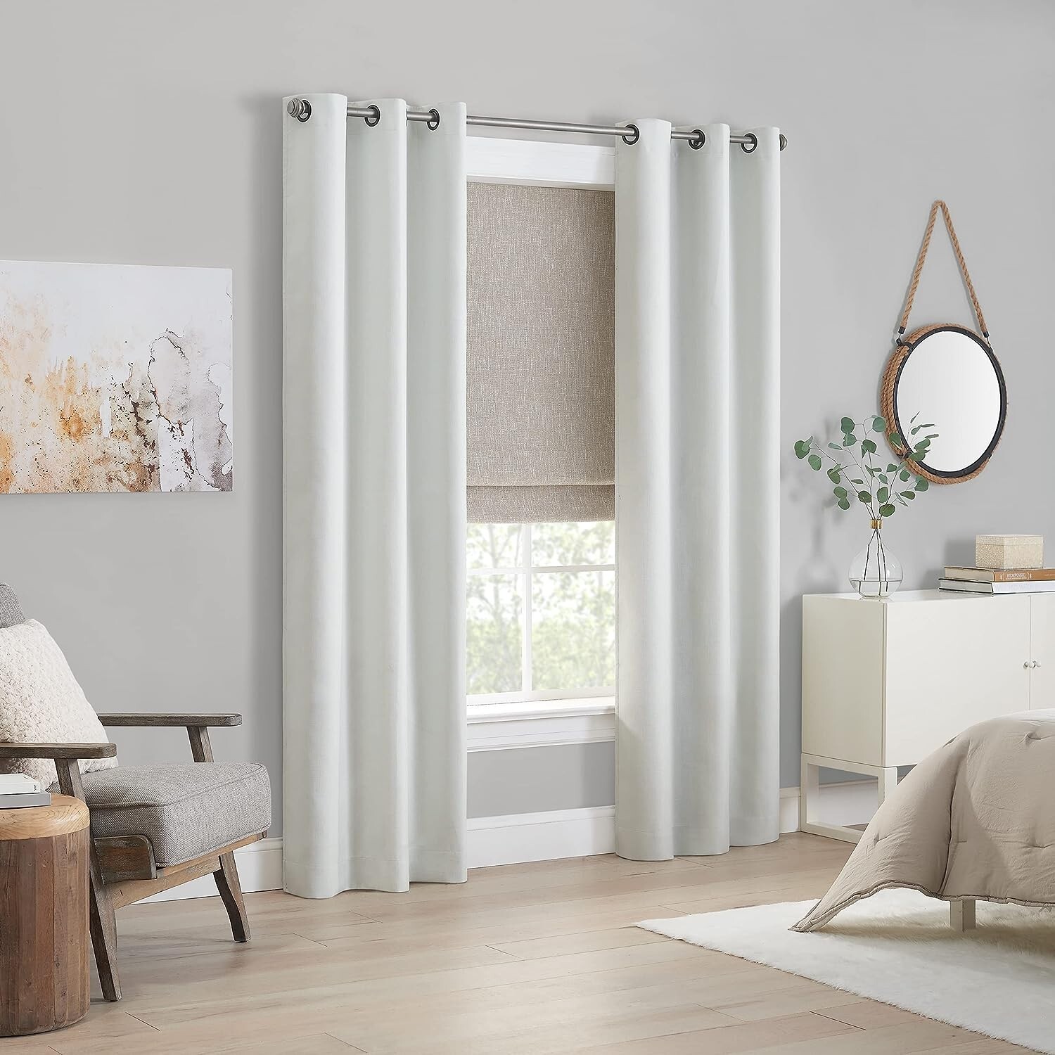 ECLIPSE Darien Insulating Blackout Cordless Lined Window Shade 39in x 64in Linen