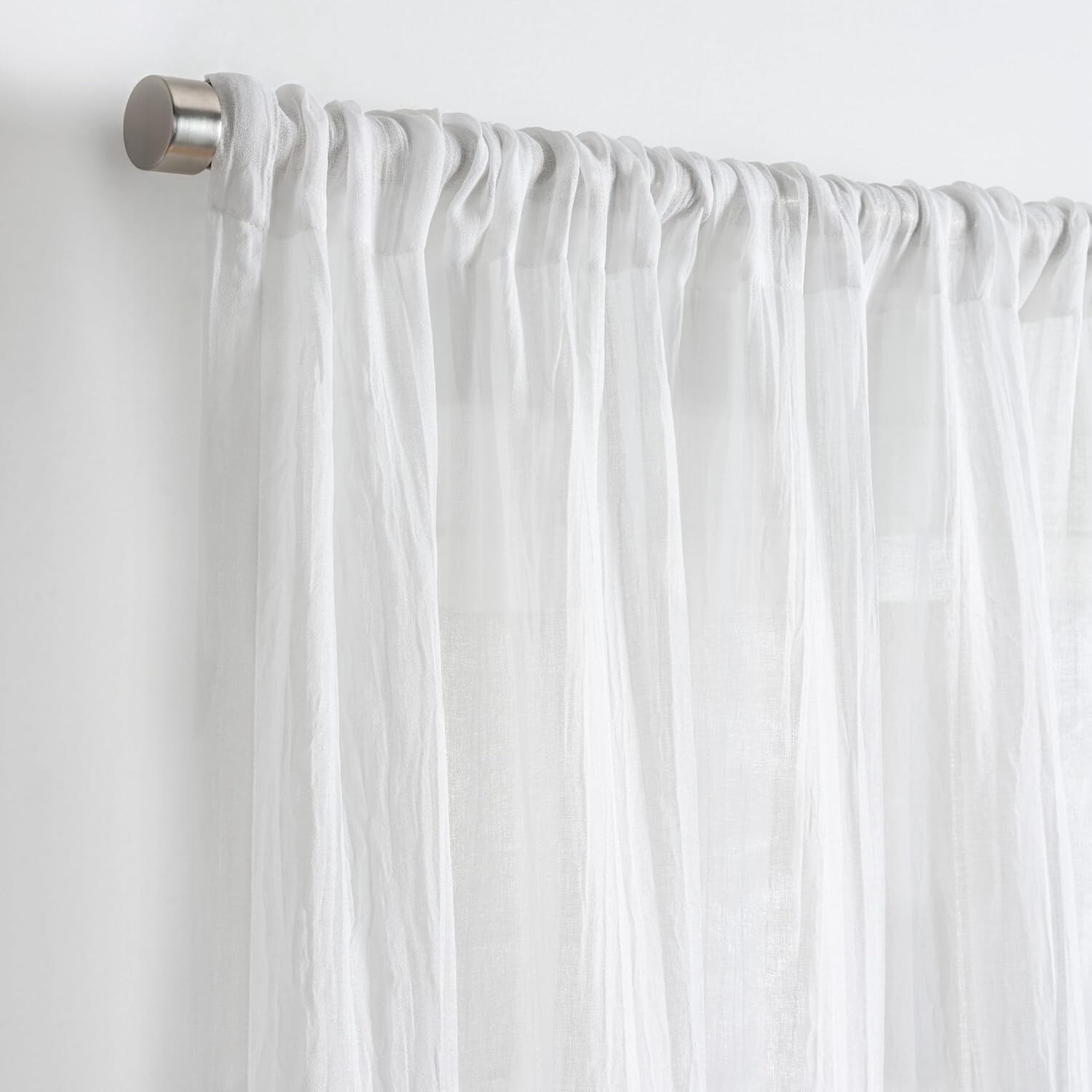 Martha Stewart Curtains Solid Crinkle Rod Pocket Sheer 2 Panels 48″ x 84″, White