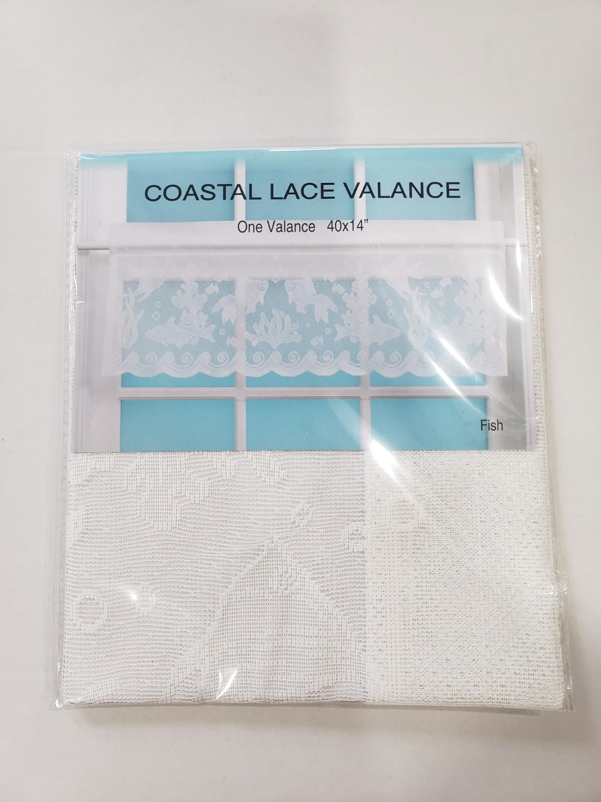 2 Vintage Seascape Coastal White Lace Window Valances by Nantucket New 40×14″