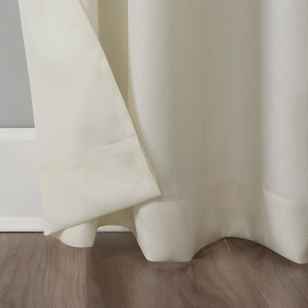 Valerie Heathered Texture Ivory Polyester 40 In. W X 84 In. L Grommet Light Filt