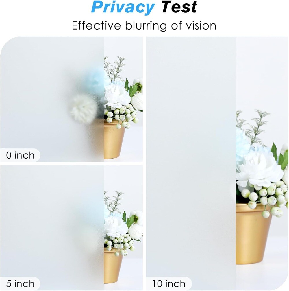 rabbitgoo Frosted Privacy Opaque Window Film Non-adhesive White Glass Sticker