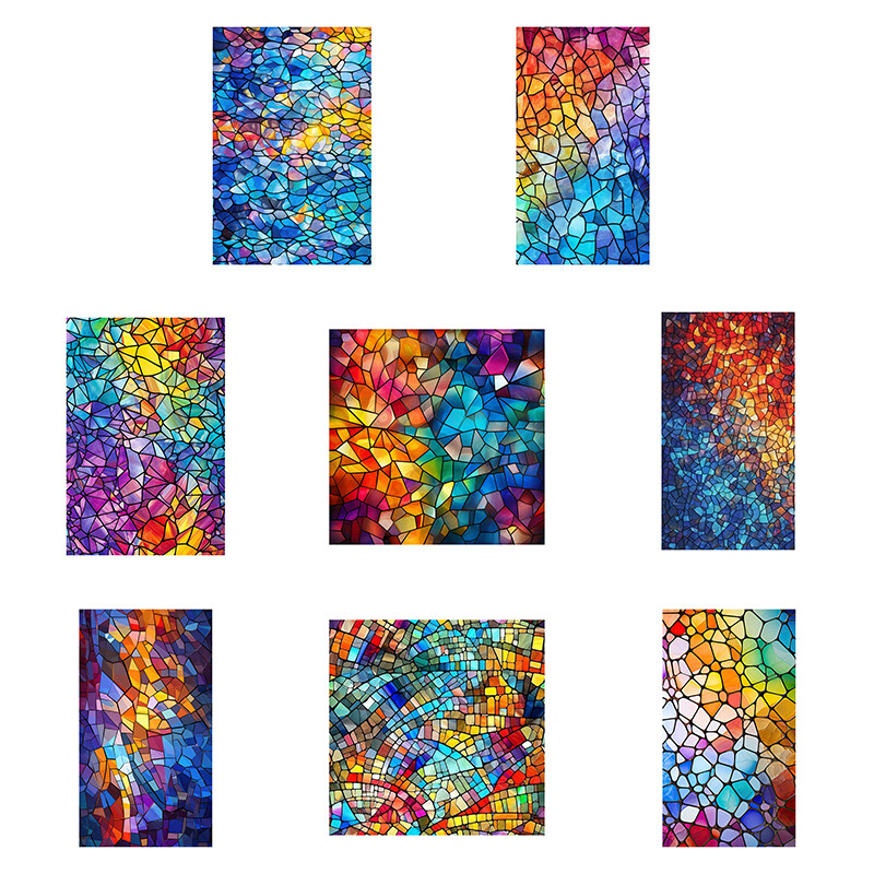 Church Stained Glass Film Frosted Window Sticker Bathroom Office HomeDecor Retro