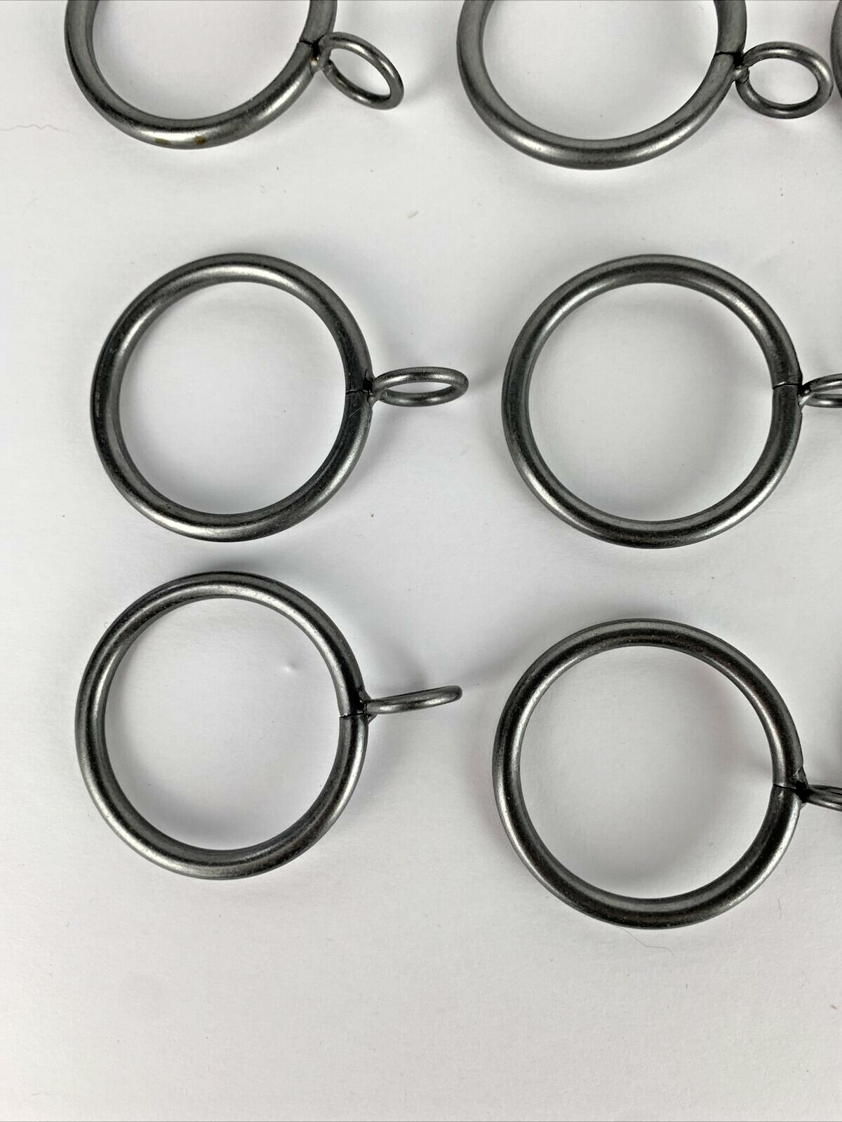 Lot of 12 Drapery Curtain Rings metal pewter finish for 1 1/4″ rod
