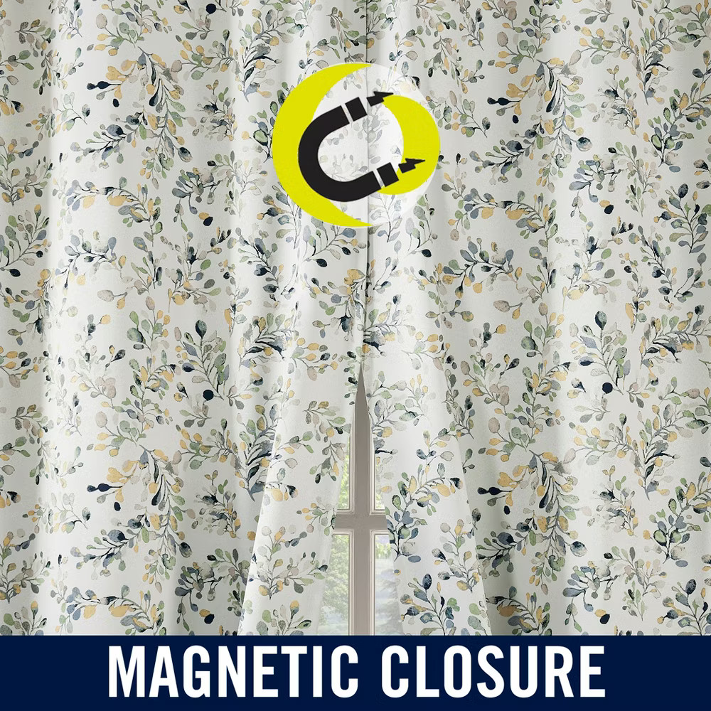 Sun Zero 2pc 40″x84″ Maureen 100% Blackout Painted Botanical Magnetic