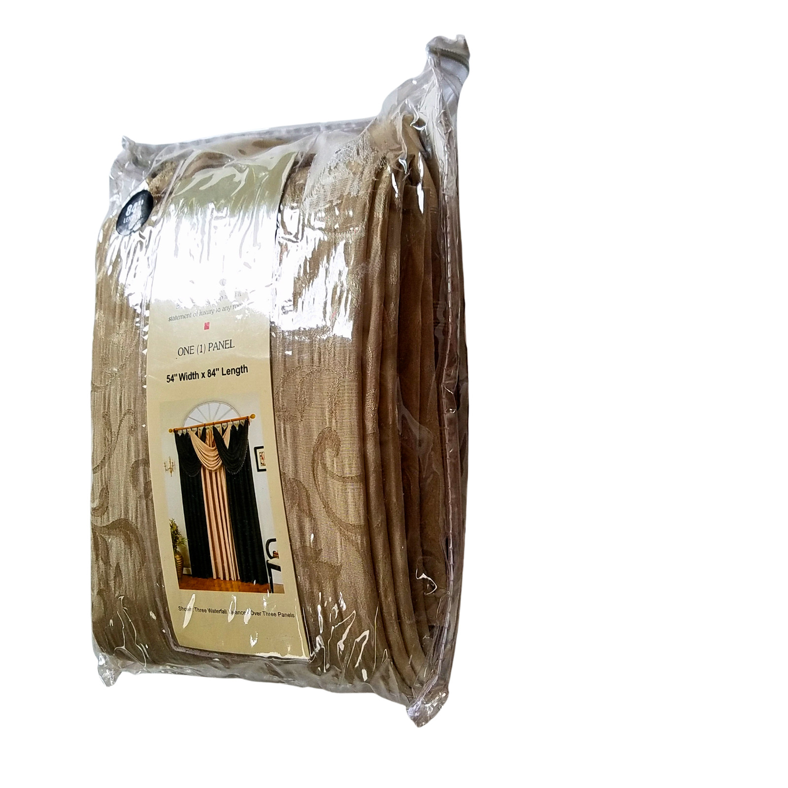Bedford Loop Top Gold Beige Window Panel 54″ x 84″ & Waterfall Valance 40”x 20″