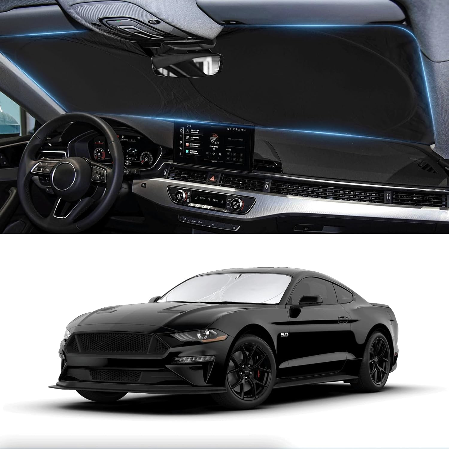 Sunshade for Mustang 2015-2025 2026 Ford Windshield Sun Shade (NOT for Ford Must