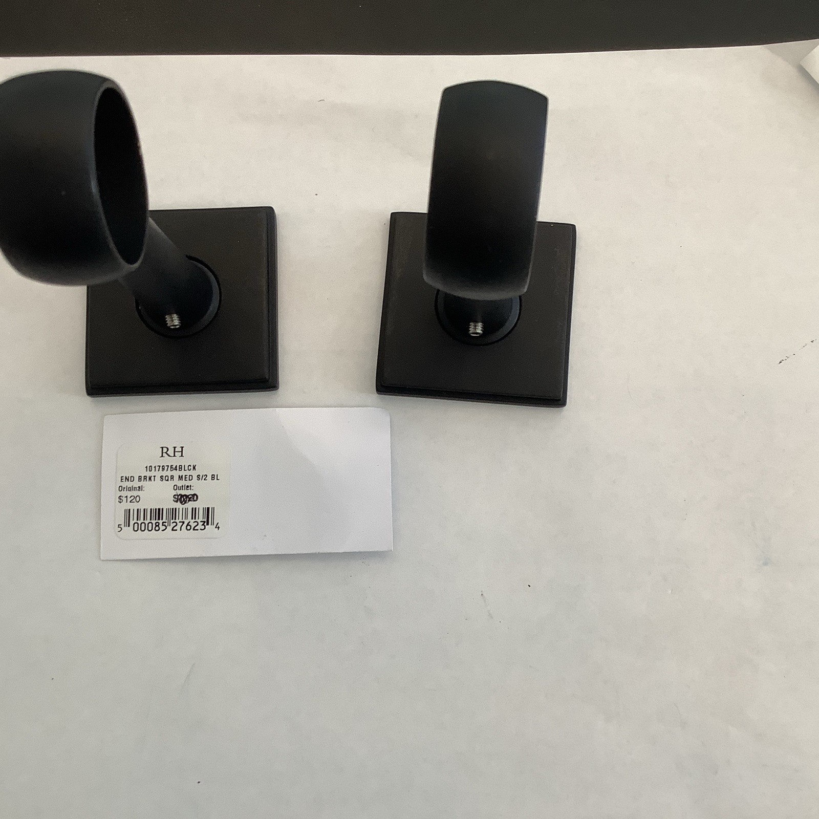 Restoration Hardware Easton Square End Brackets Matte Black Medium- Pair