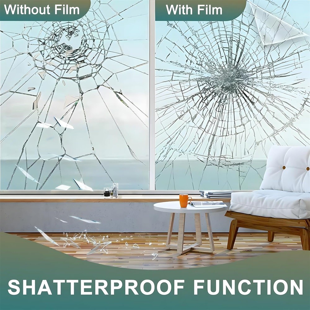 24in x 3.3ft Clear Security Window Film Self-Adhesive Glass Shatterproof 4 Mil
