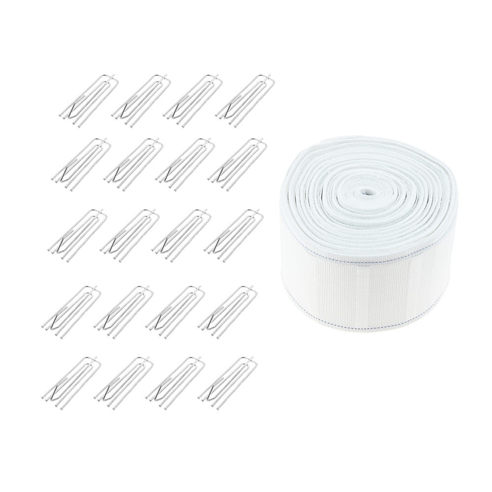 Polyster Curtain Tape and 20pcs Mounting Pleat Hooks Stainless Steel Home Decor
