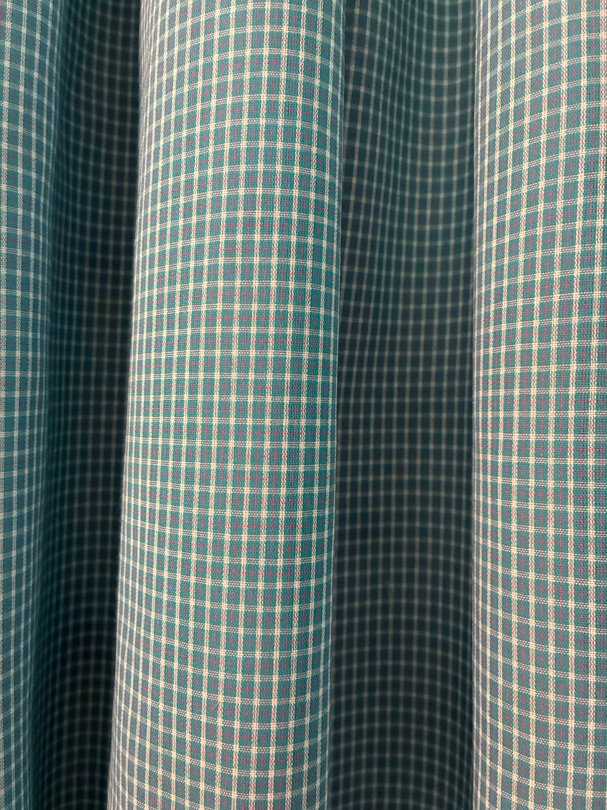 2 handmade curtain panels reversible (2 in 1) aqua blue plaid floral 37.5W x 85L