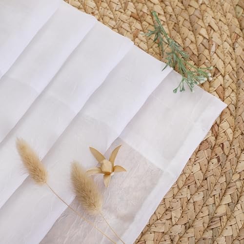 Crushed Sheer Valances for Window 14 Inch Length 42″W x 14″L (Pack of 2) White
