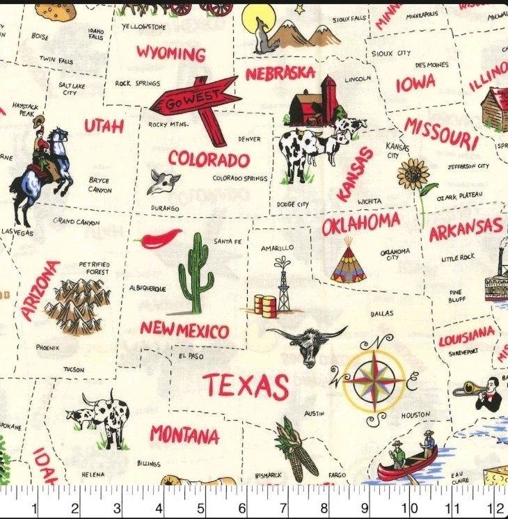 LINED WINDOW VALANCE CURTAIN 42 X 15 UNITED STATES MAP COUNTRY TRAVEL