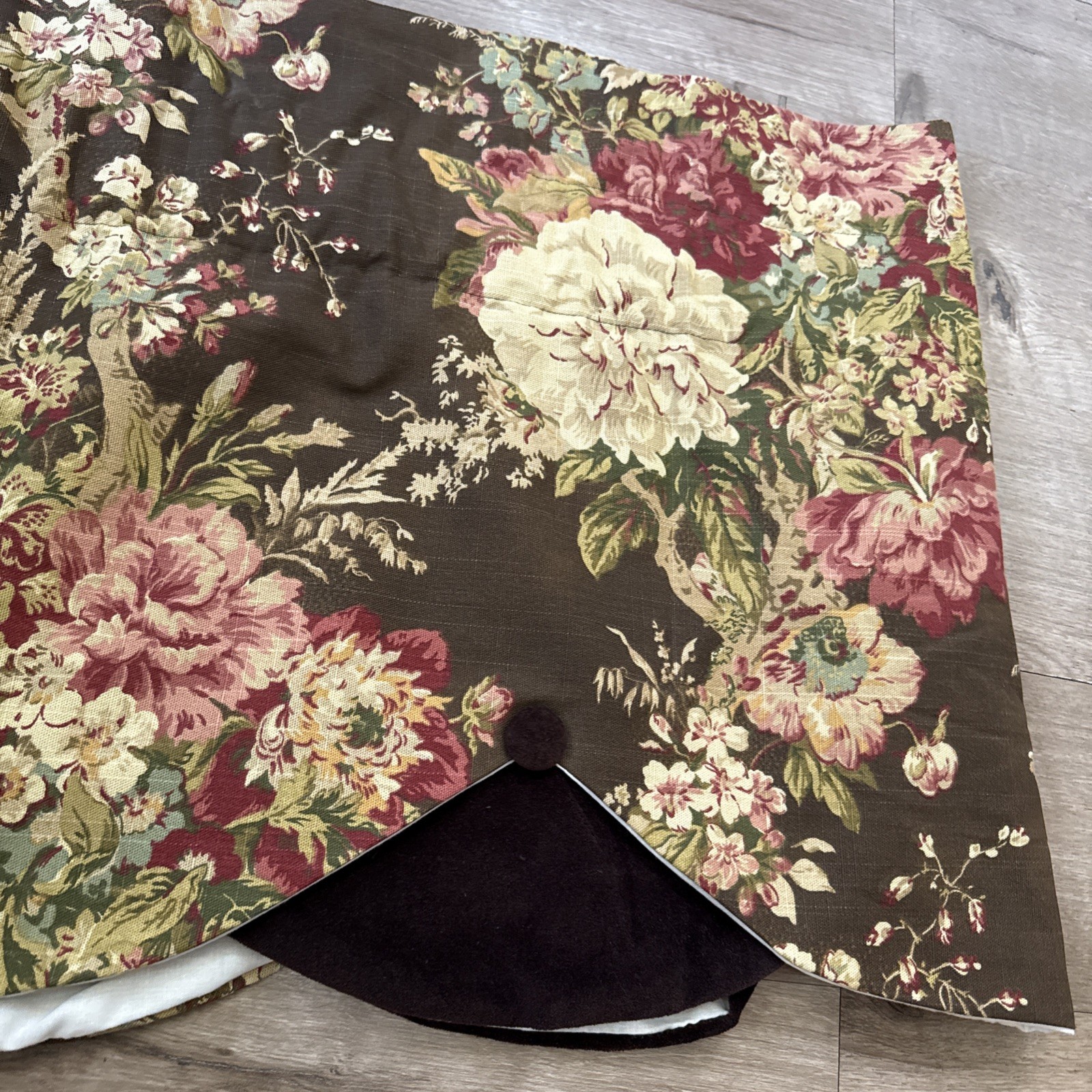 2 Custom Waverly Imperial Dress Antique Brown Valance 72″x17″ Floral Curtains