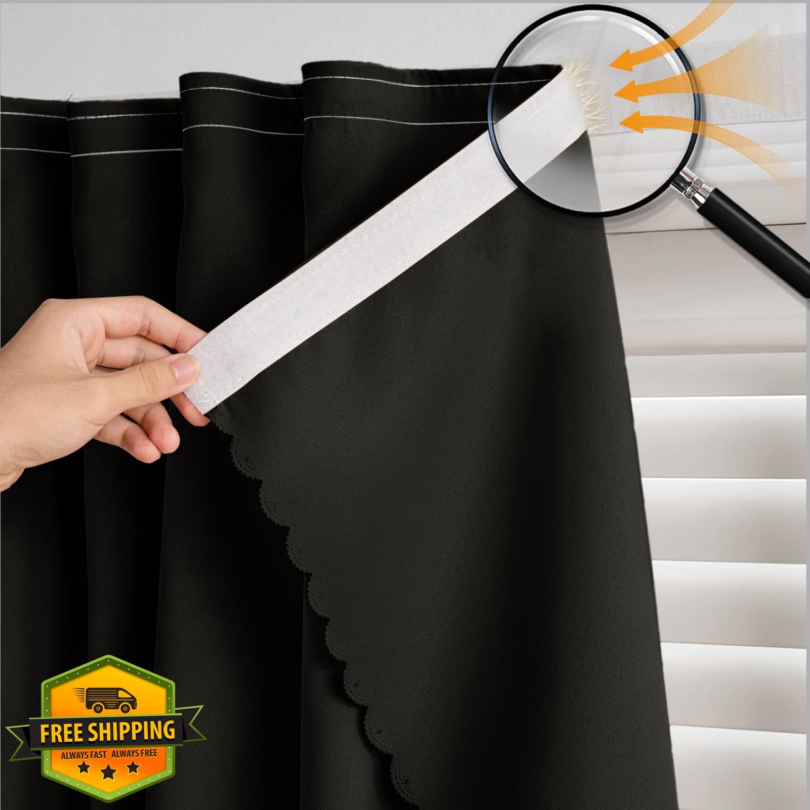 gonnrly Blackout Curtains Self Adhesive 47x71in Black Easy Install
