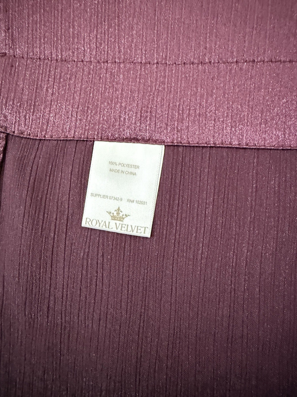 Royal Velvet Set of 2 Rod Pocket Eggplant Purple Window Curtain Crinkle Texture