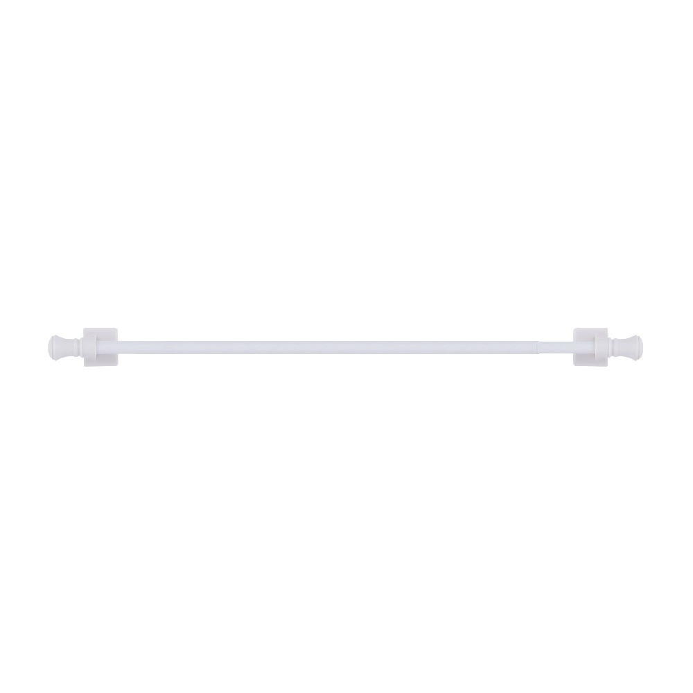 Adjustable Magnetic Tension Curtain Rod Steel and Plastic White 7 16 Inch