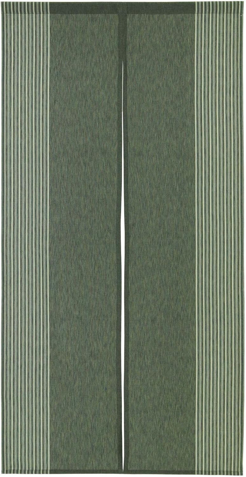 Narumi Vertical Stripe Cotton Cloth Japanese Noren Curtain Tapestry (Dark Green)