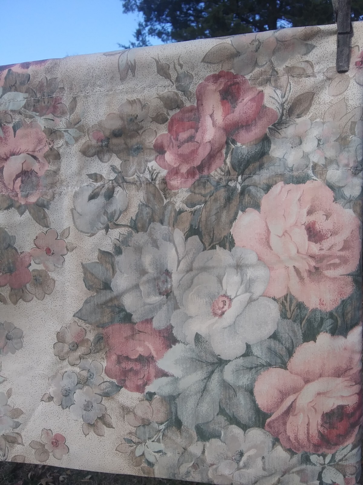 Vintage Window Valance 84 x 16~Blouson Straight~Pink Ivory Rose Floral~USA Made