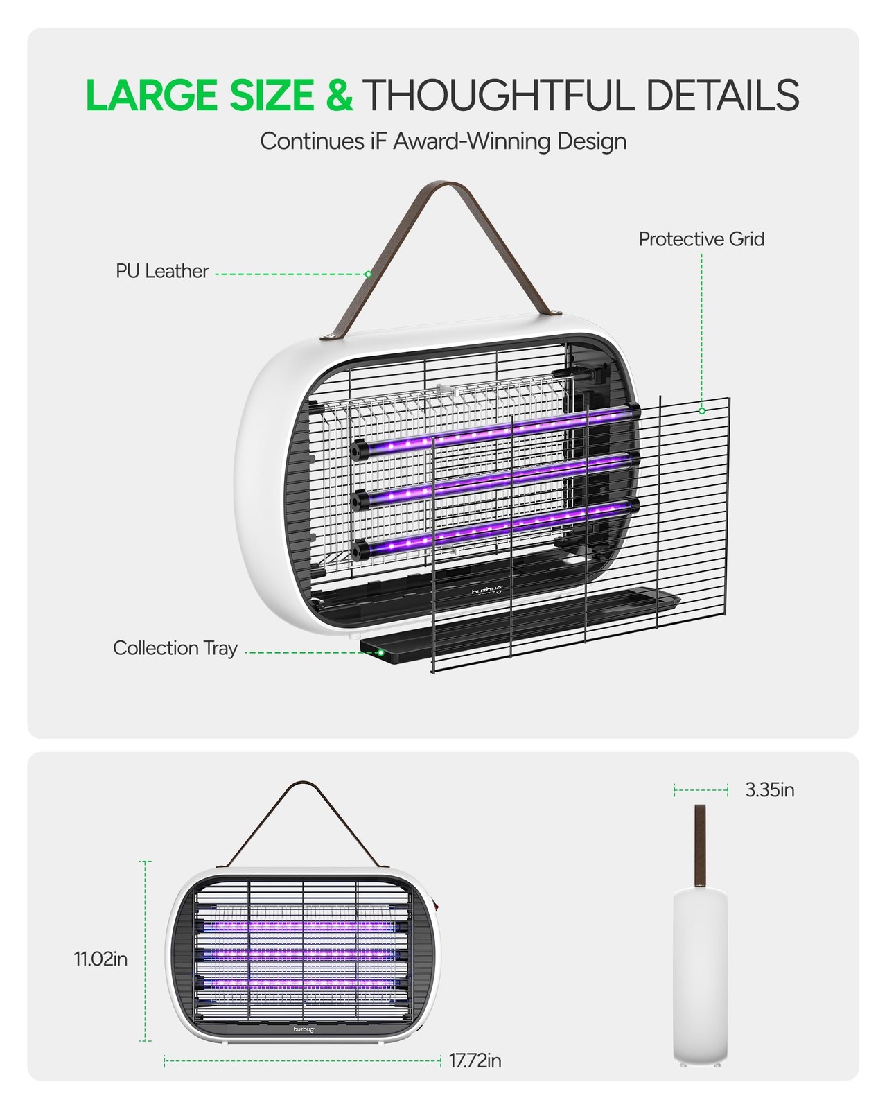Buzbug Upgraded LED Bug Zapper Indoor, 10 Years Lifespan 3 Lamps Su… Fast Ship