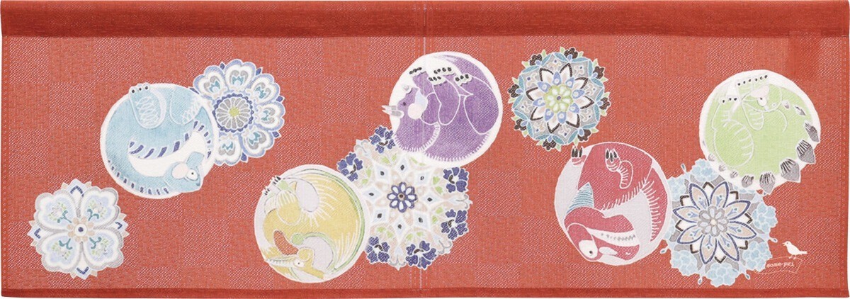 Japan Made Noren Curtain – Sakura Cherry Blossom & Dragon -Red Good Luck 85x30cm
