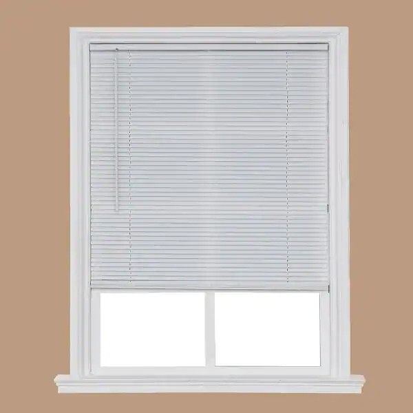 White Light Filtering Cordless Vinyl Mini Blind, Home Basics 43″ W x 64″ L