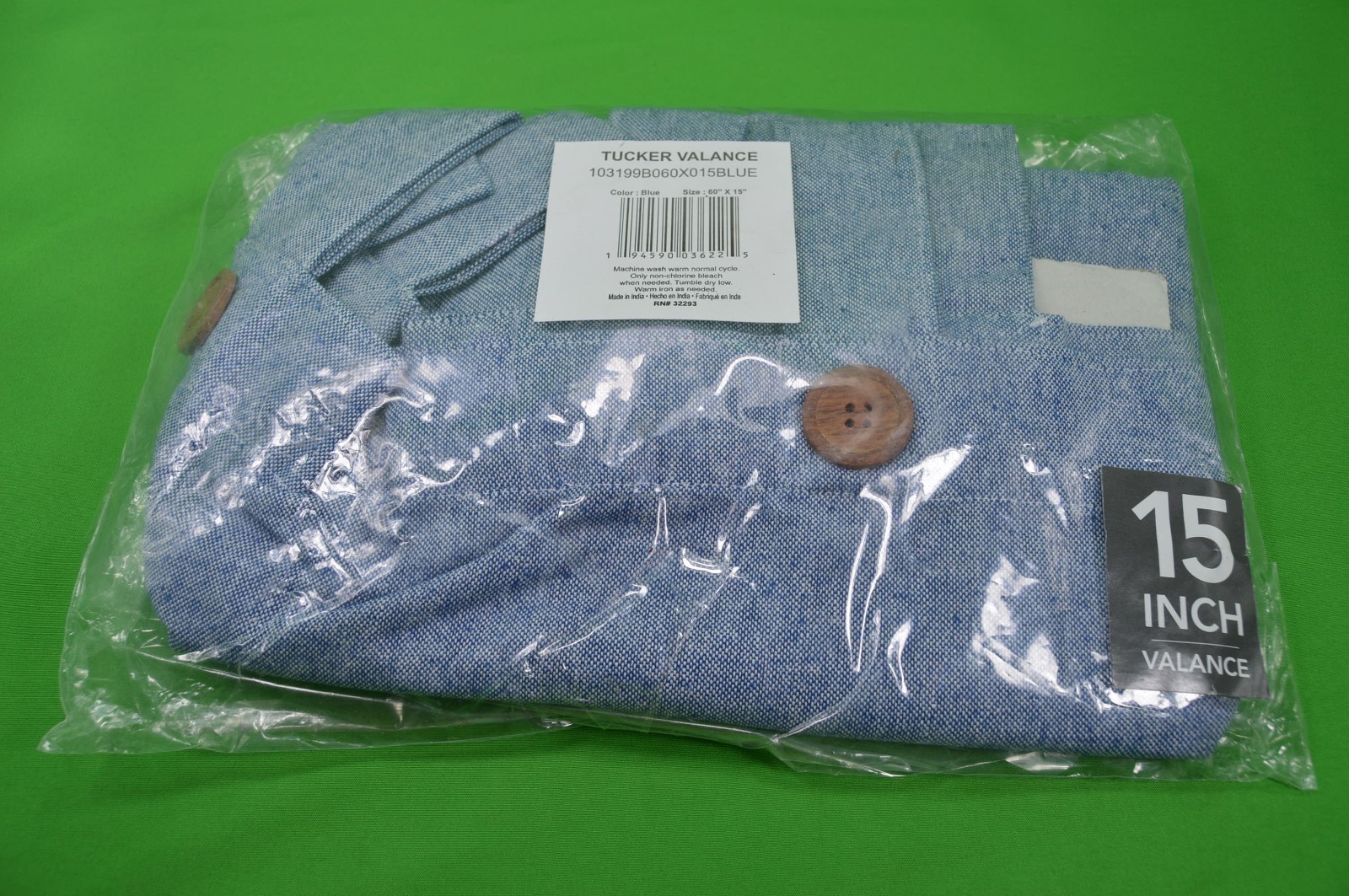 Home Fashions Tucker Button Solid Window Valance Only 60″W x 15″L,Denim Blue