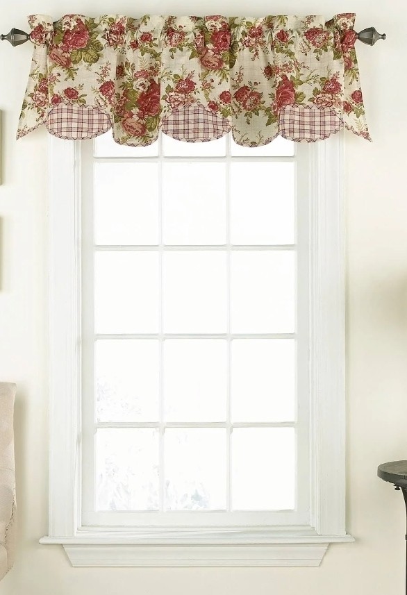 Waverly NORFOLK Valance Tea Stain Modern Farmhouse Rose Floral 60×16
