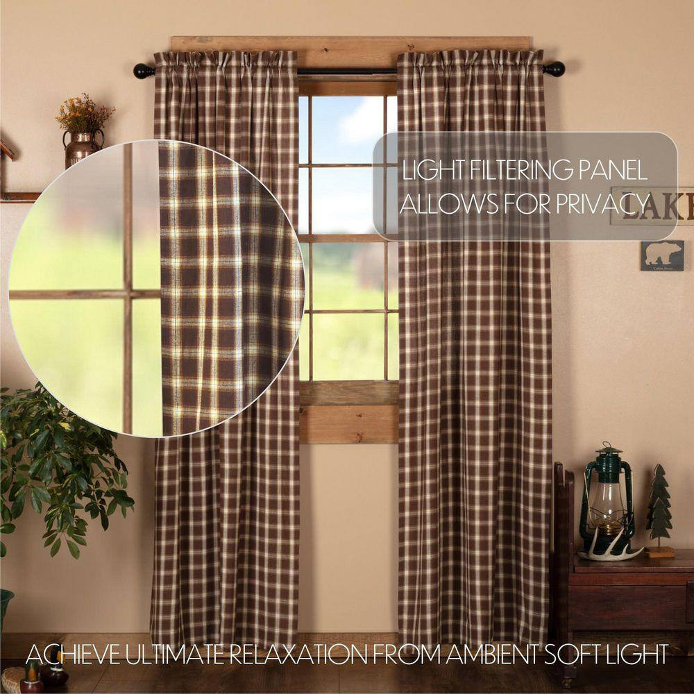 Rory Brown Creme Cotton 40 In. W X 84 In. L Light Filtering Curtain Double Panel