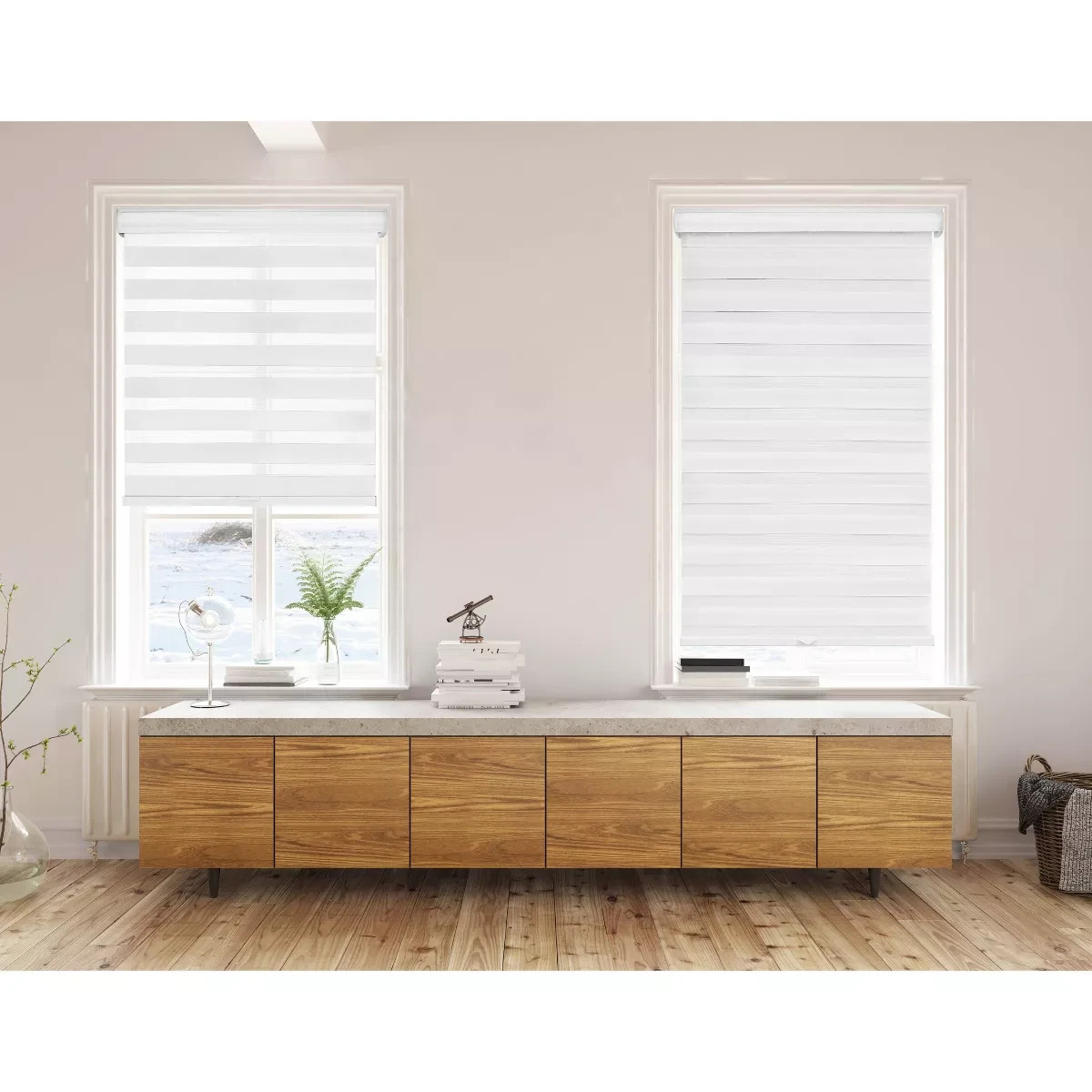 1PC Light Filtering Cordless Roller Zebra Shade – Lumi Home Furnishings White